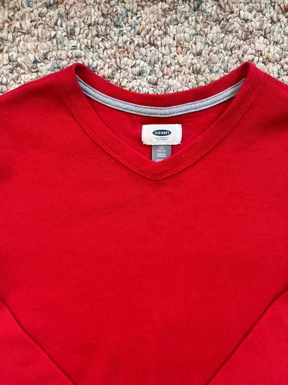 Old Navy Boys V-neck Red Crewneck, Sz 10-12